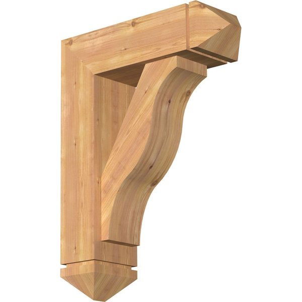 Funston Arts and Crafts Smooth Bracket w/ Offset Brace, Western Red Cedar, 7 1/2